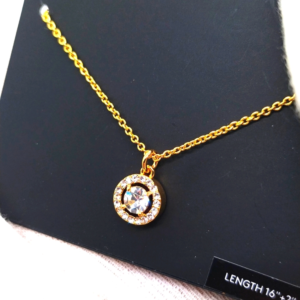 COACH Pave Halo Necklace in Gold NWT $125 - Picture 3 of 8